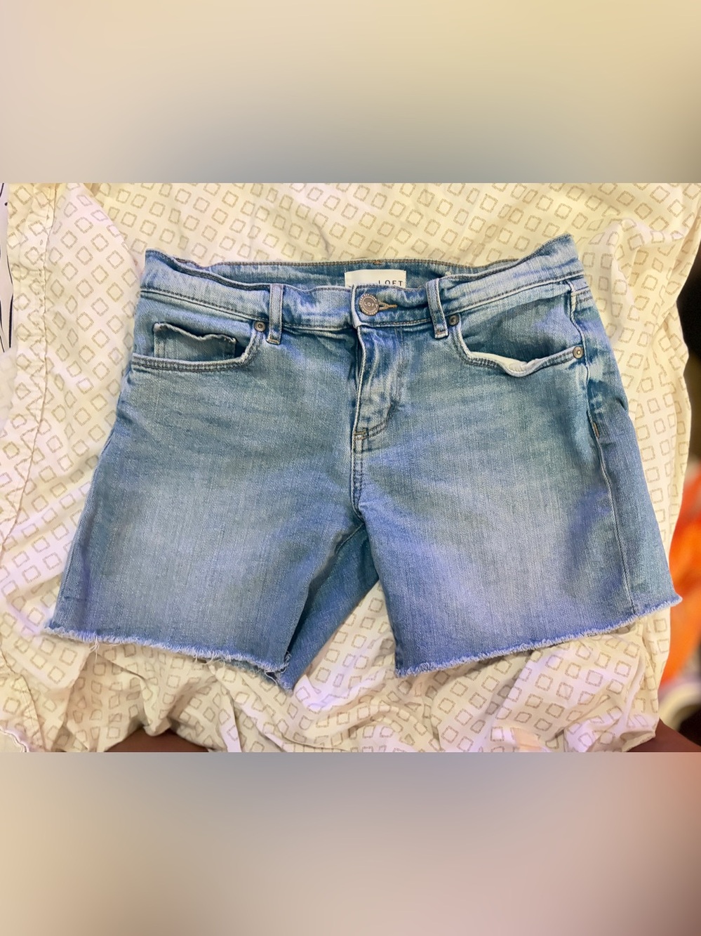 LOFT Light Wash Denim Boyfriend Shorts